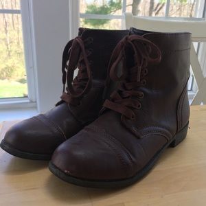 Brown combat boots